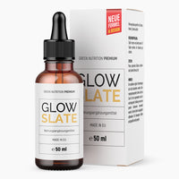 Thumbnail for Braunglasflasche mit Pipette, Schrift GLOW SLATE, mit Verpackung, 50 ml, Made in EU