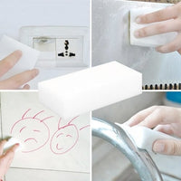 Thumbnail for Verschiedene Anwendungen eines weißen Reinigungsschwamms auf Steckdose, Wand, Metall und Glas