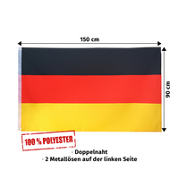Thumbnail for Deutschland Flagge 90x150 cm Premium Qualität - Deutschland Flagge mit 2 Metallösen links - baaboo -