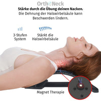 Thumbnail for Frau liegt rücklings auf ergonomischer Nackenstütze mit Magnetpunkten und blauer Einsatzfläche