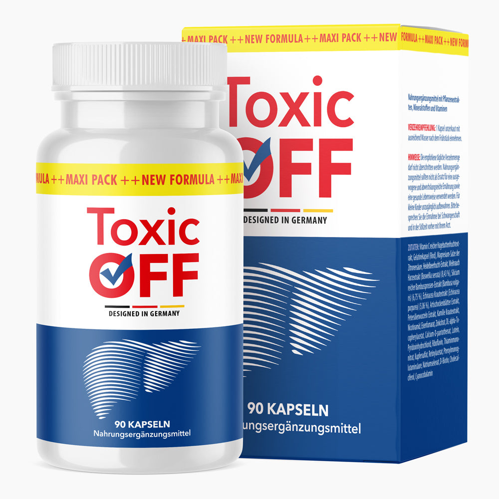 Produktbild von Toxic OFF Nahrungsergänzung, 90 Kapseln, Dose mit Faltschachtel