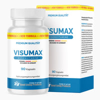 Thumbnail for Weiße Kunststoffdose mit Schrift VISUMAX AUGENVITAMINE, 90 Kapseln und Designed in Germany