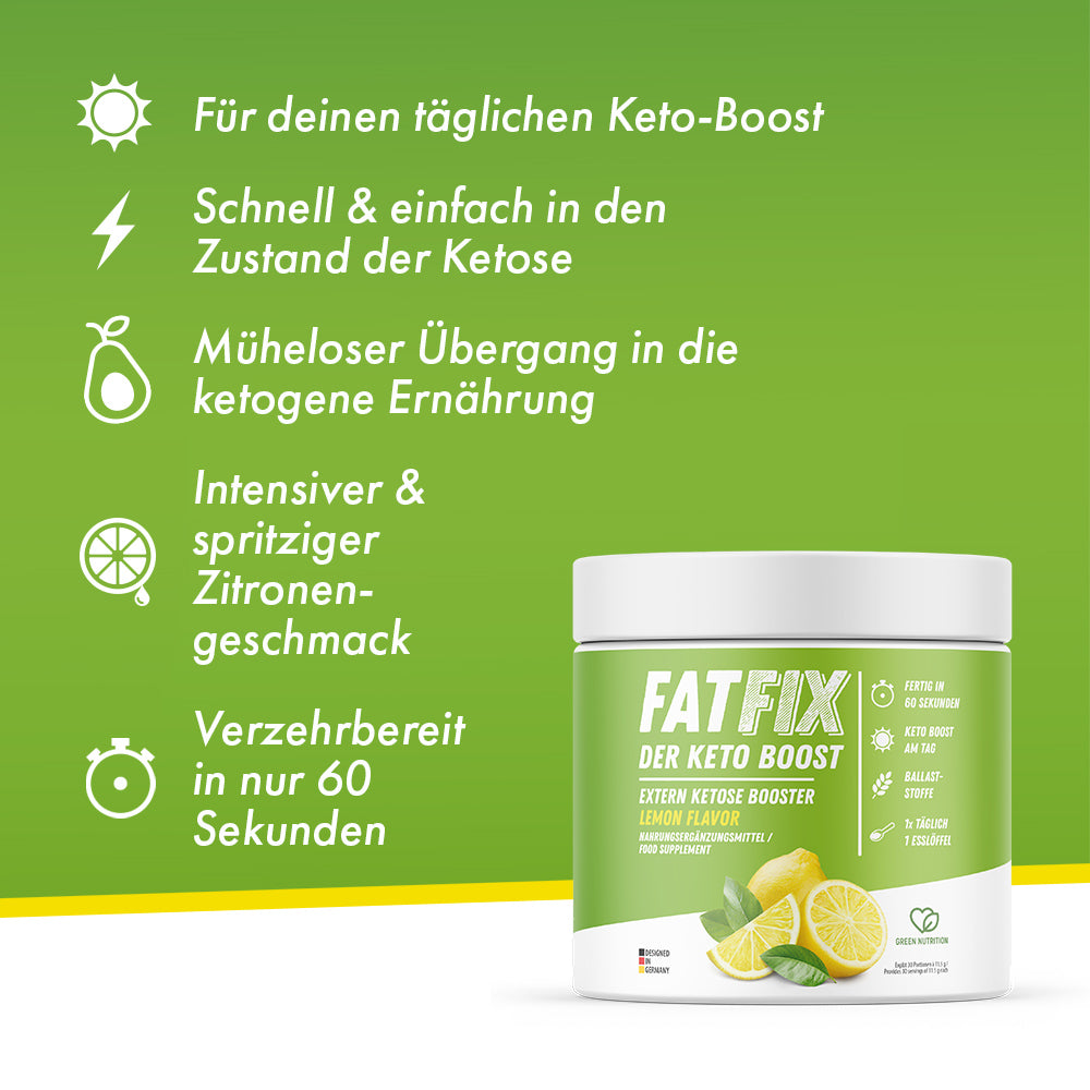 FATFIX Keto Boost Exogene Ketone (345g) - Spritziger Zitronengeschmack