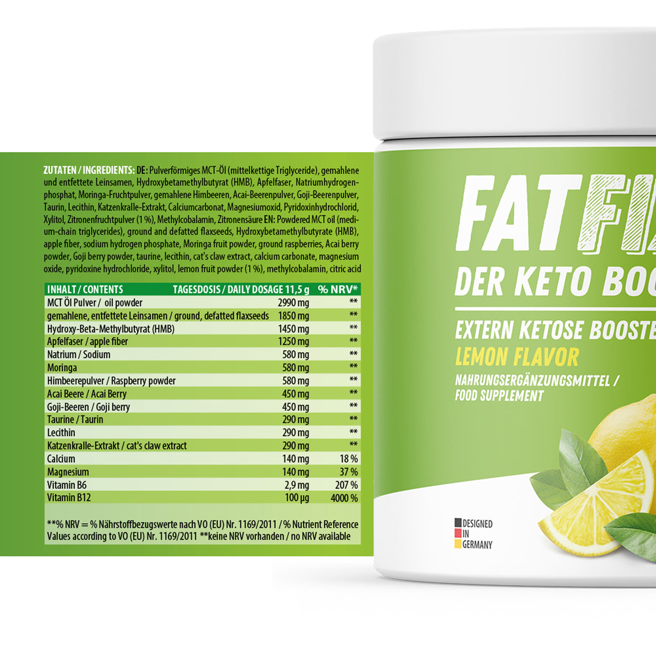 FATFIX Keto Boost Exogene Ketone (345g) - Design in Deutschland