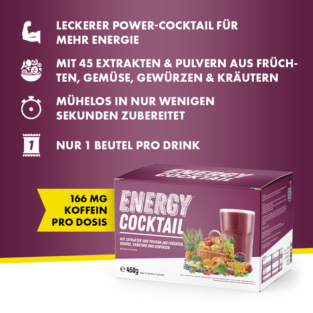 ENERGY COCKTAIL (30 Portionsbeutel) - Mit 45 Extrakten und Pulvern aus Früchten, Gemüse, Kräutern und Gewürzen - baaboo -