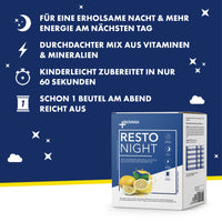 Thumbnail for RESTO NIGHT Box mit Vorteilstext wie 1 Beutel am Abend und Zubereitung in 60 Sekunden