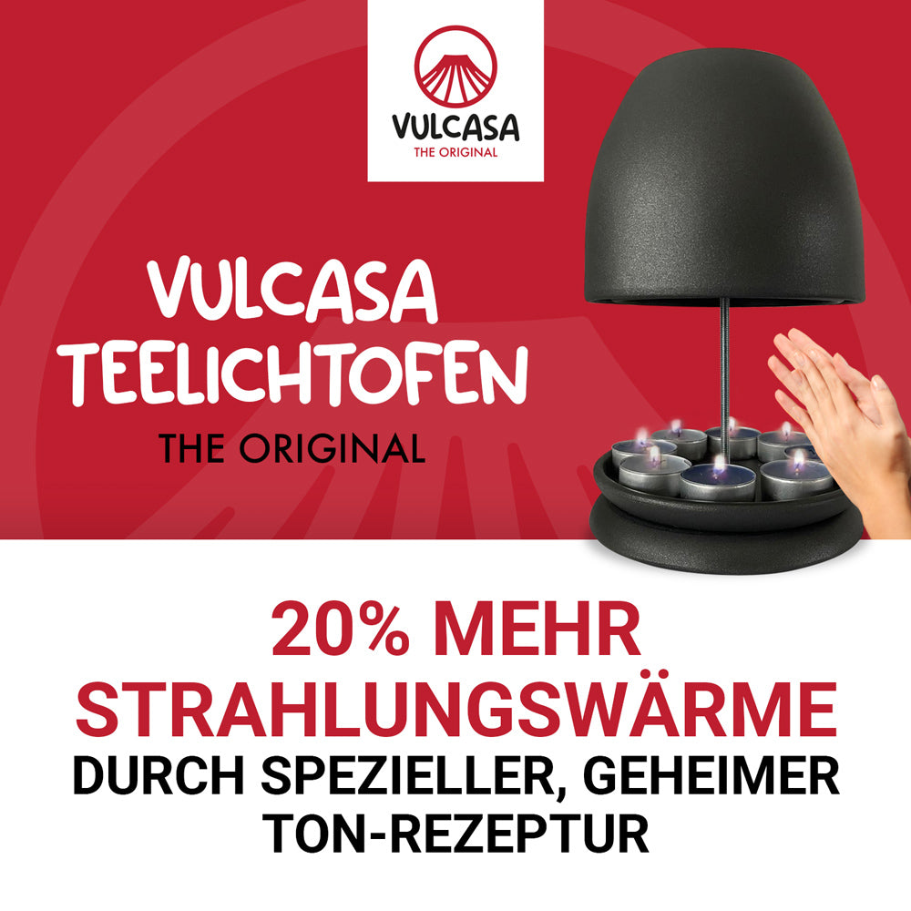 Original Vulcasa Teelichtofen - Spezielle Tonmischung aus Vulkangestein