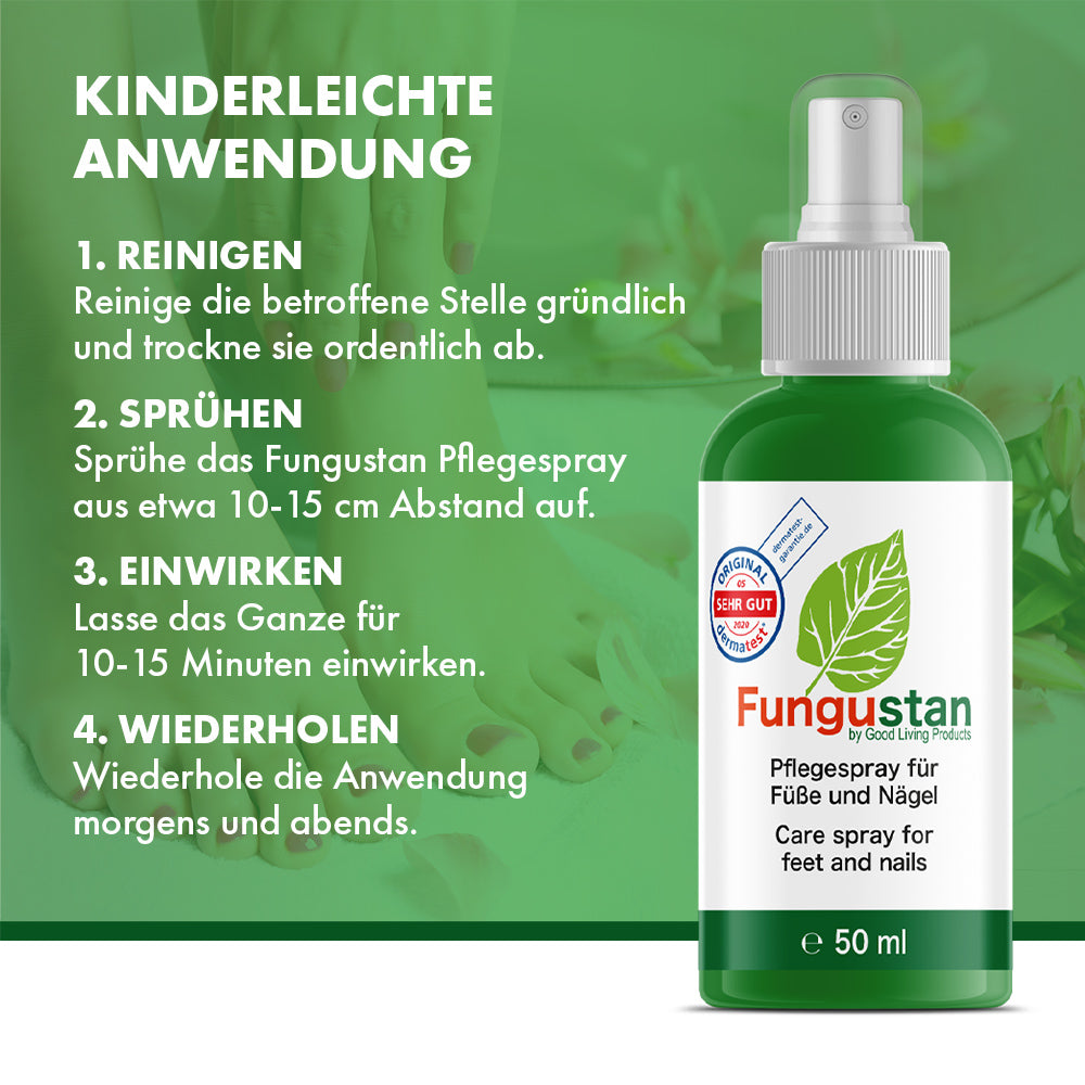 Fungustan Spray (50 ml) - Unter anderem mit Nelkenöl, Rizinusöl, D-Panthenol, Urea