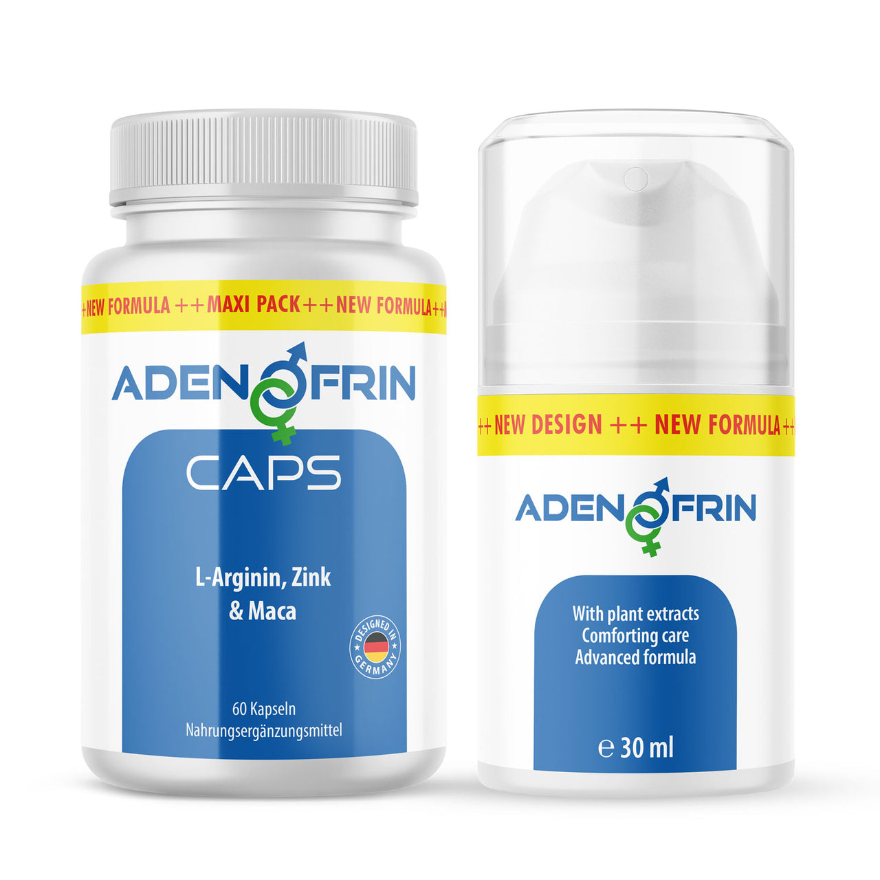 Adenofrin Caps 60 Kapseln und Creme 30 ml mit Produktangaben