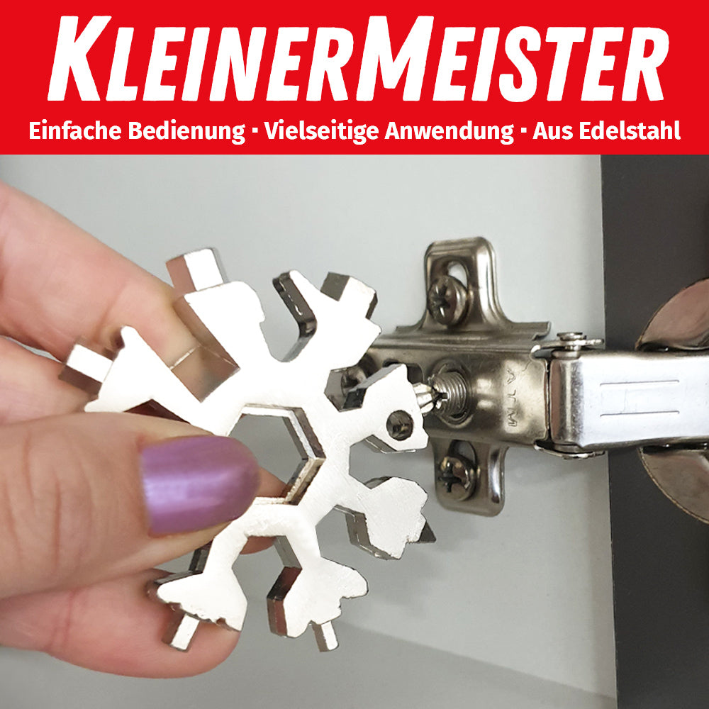 KleinerMeister 18-in-1 Schneeflocken Multifunktionswerkzeug (6x6x1 cm, 100g) - Vielseitige Anwendung