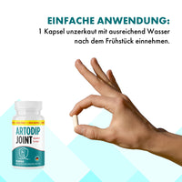 Thumbnail for Hand hält Kapsel daneben Artodip Joint Dose und Text einfache Anwendung
