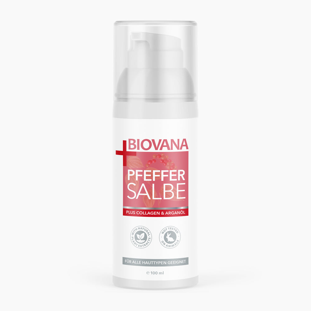 Biovana Pfeffer Salbe 100 ml Flasche mit Pumpspender geeignet für alle Hauttypen