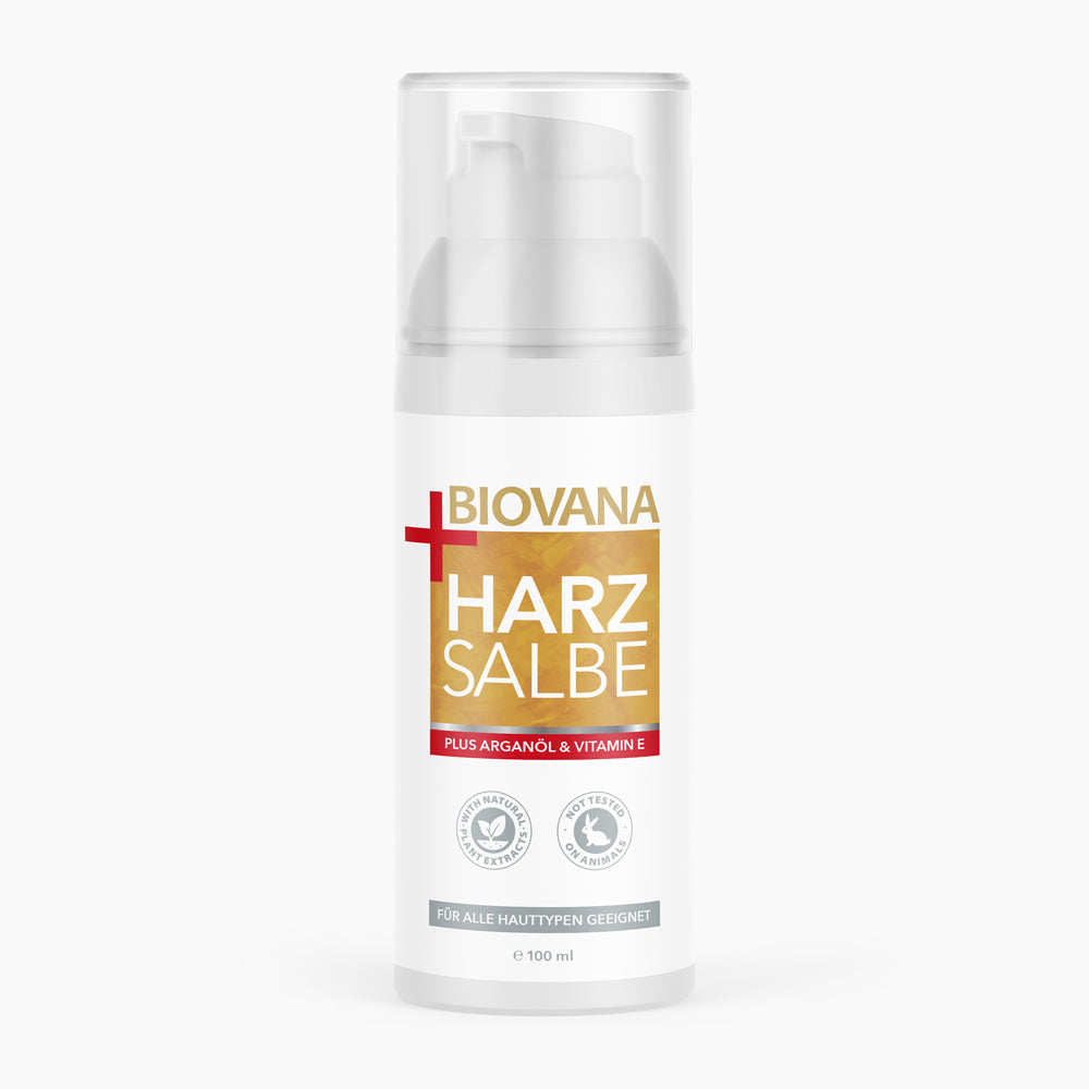 Biovana Harz Salbe 100 ml Flasche mit Pumpspender geeignet für alle Hauttypen
