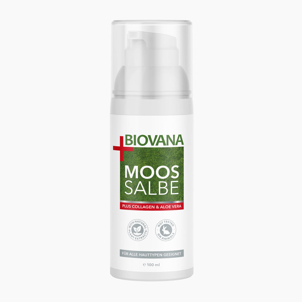 Flasche mit Pumpspender Biovana Moossalbe 100 ml geeignet für alle Hauttypen