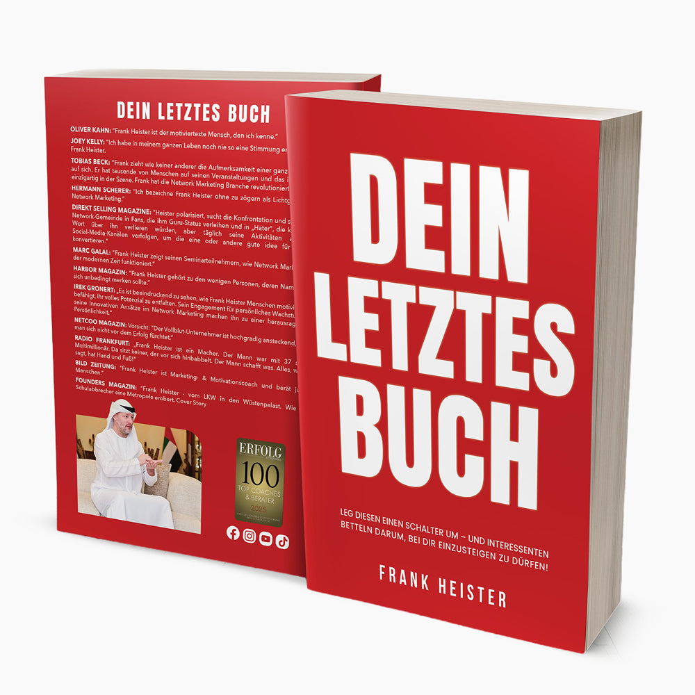 Buchcover Dein letztes Buch von Frank Heister in Rot mit weißem Titel