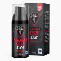 Thumbnail for Flasche mit schwarzem Etikett und Widderkopf-Logo Big Size Gel 100 ml vor passender Faltschachtel