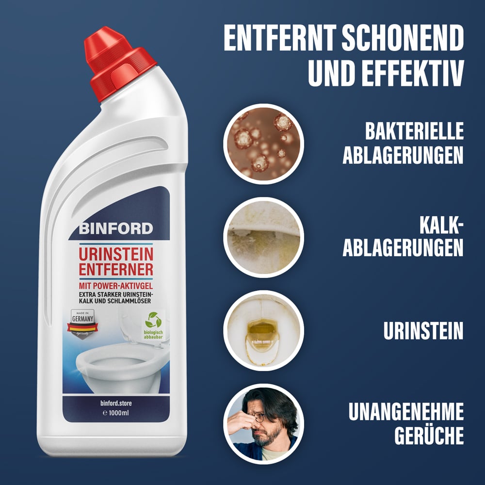 BINFORD Urinstein Entferner (1000 ml) - Extra stark bei Urinstein, Kalk und anderen Verschmutzungen