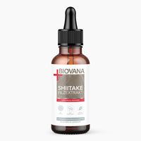 Thumbnail for Braune Flasche mit Pipette und Schrift Biovana Shiitake Pilzextrakt Lentinula edodes 50 ml auf weißem Etikett