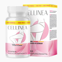 Thumbnail for Cellinea Nahrungsergänzung, 90 Kapseln, Dose mit Figurzeichnung und passender Verpackung