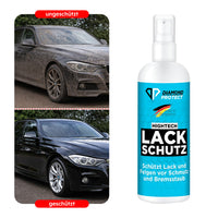 Thumbnail for Oben schmutziges Auto, unten sauberes Auto, daneben Flasche mit Text Lackschutz