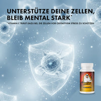 Thumbnail for Transparente Zellen mit Schutzschilden vor blauem Hintergrund, rechts eine Dose Focus