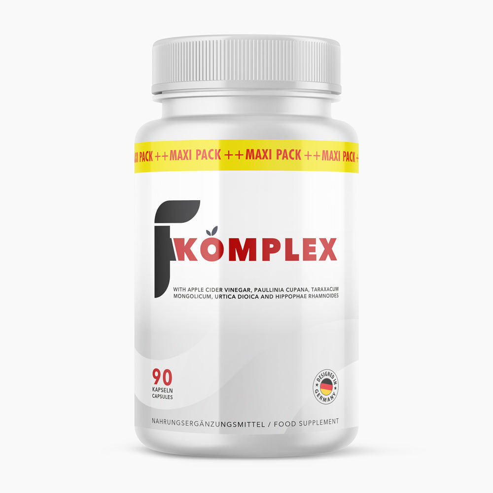 Weiße Dose F Komplex Maxi Pack mit Aufschrift 90 Kapseln Nahrungsergänzungsmittel