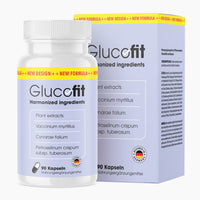 Thumbnail for Glucofit Kapseln, 90 Stück, Produktabbildung mit Inhaltsstoffen und Umverpackung