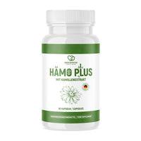 Thumbnail for Weiße Dose Green Nutrition Hämo Plus mit Kamillenextrakt 90 Kapseln grün-weißes Etikett