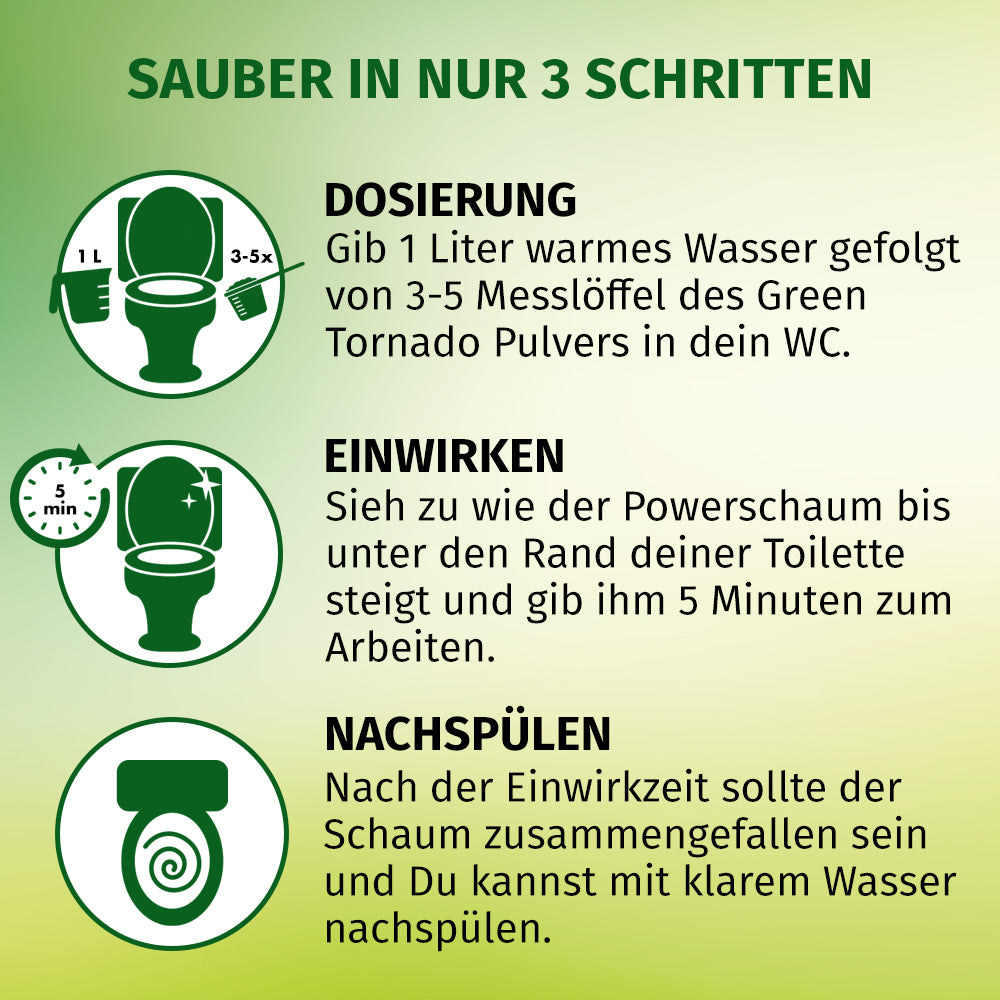 GREEN TORNADO (1000 g) - Hochwirksamer WC-Reiniger mit Aktivschaumformel
