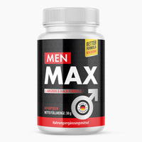 Thumbnail for Kunststoffdose mit schwarzem Etikett und Schrift Men Max L-Arginin Maca Formula, 60 Kapseln