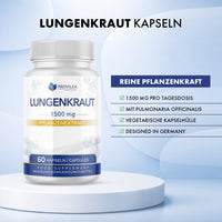 Thumbnail for Produktbild Provilea Lungenkraut Kapseln 1500 mg Pflanzenextrakt, Dose mit 60 Kapseln auf Podest