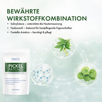 Thumbnail for Provilea Pickel Patches Verpackung mit Darstellung der Wirkstoffe Salicylsäure Teebaumöl und Centella