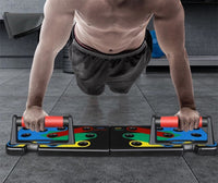 Thumbnail for Mann macht Liegestütze auf farbcodiertem Push-up-Board zur gezielten Stärkung des Oberkörpers