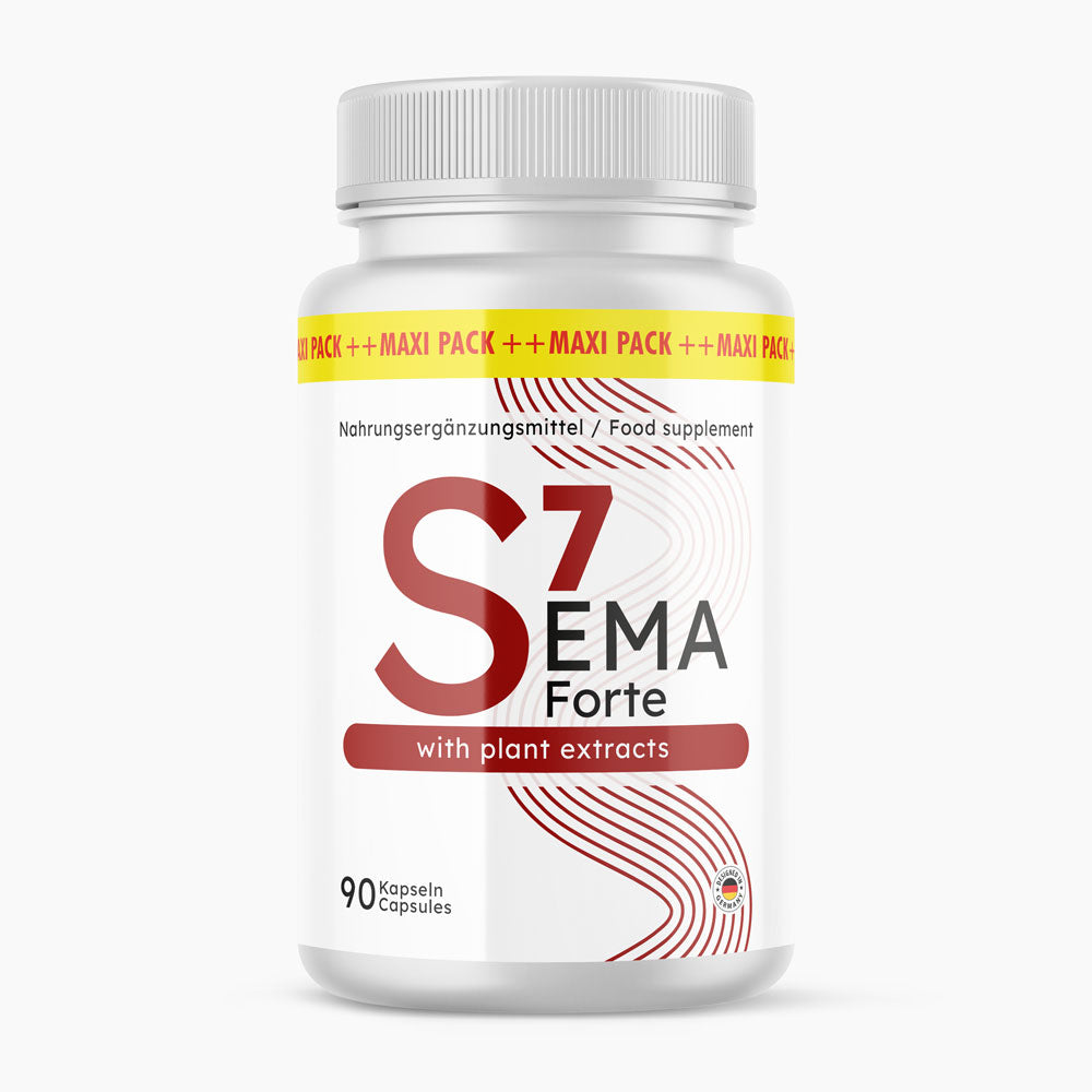 Weiße Dose Sema 7 Forte mit plant extracts, 90 Kapseln, Aufdruck Maxi Pack