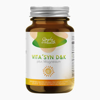 Thumbnail for Braunes Glasfläschchen Simply Health VITA’SYN D&K plus Magnesium mit grün-gelbem Designetikett