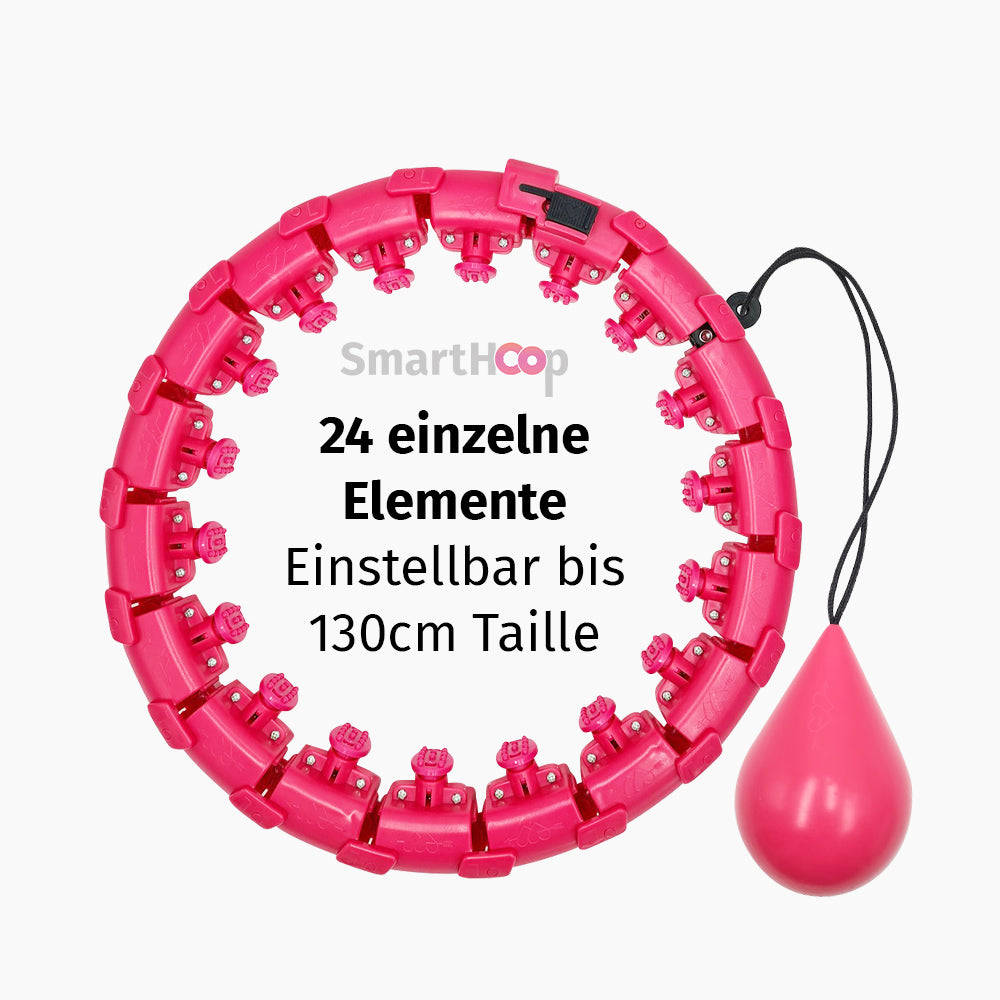 Smart Hoop Fitness-Reifen mit 24 Elementen und Gewicht, einstellbar bis 130 cm Taillenumfang
