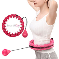 Thumbnail for Frau mit Smart Hoop Fitness-Reifen mit Gewicht zum Training der Taille, pinkes Modell in Anwendung
