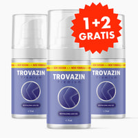 Thumbnail for Drei Dosen TROVAZIN Premium Revitalizing Legs Gel 75 ml mit Hinweis „1+2 GRATIS“ auf weißem Hintergrund