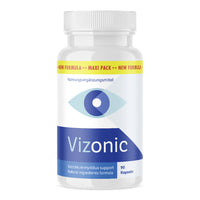 Thumbnail for Kunststoffdose mit weiß-blauem Etikett und Schrift VIZONIC, 90 Kapseln und grafischem Auge
