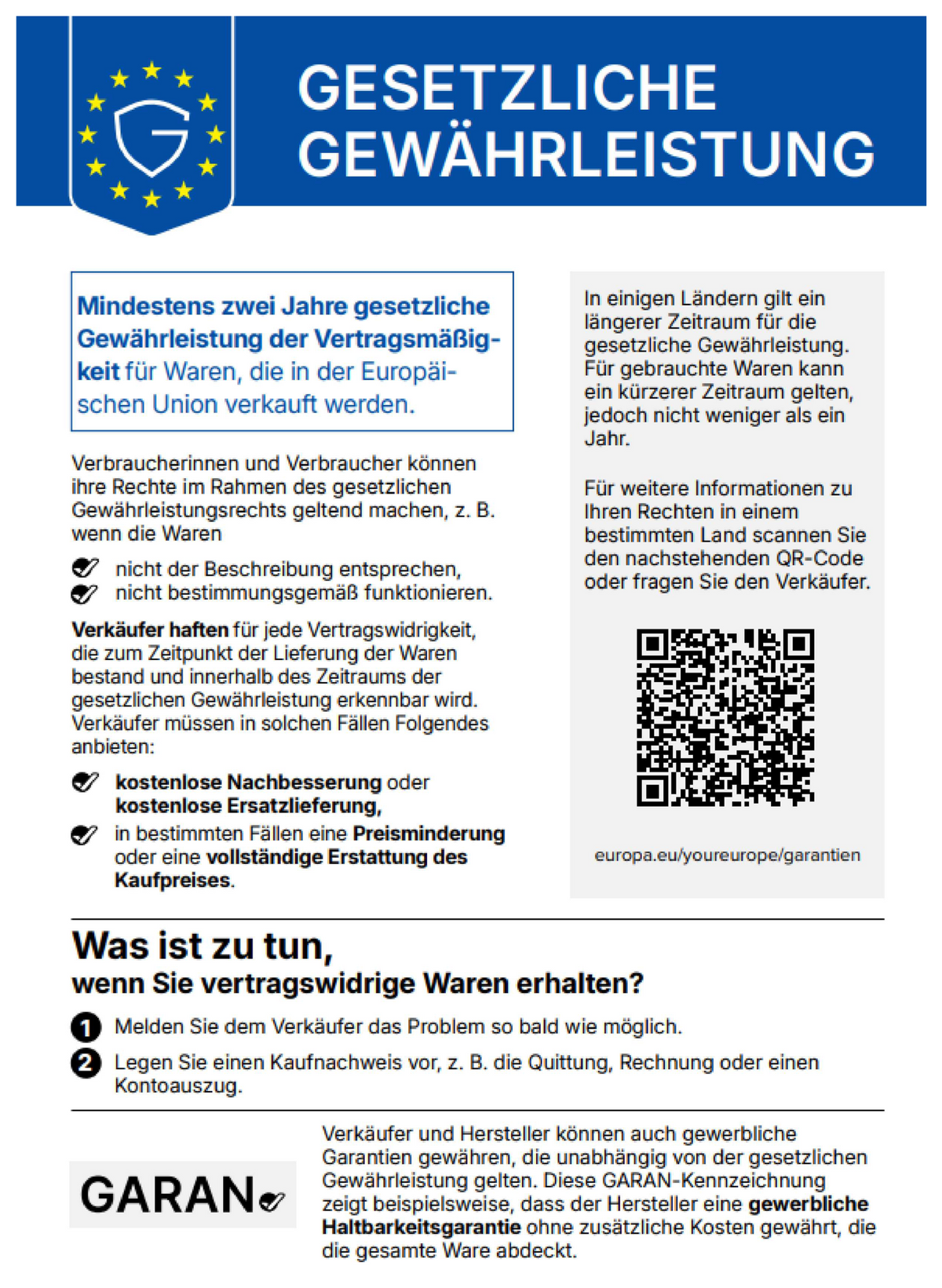 EU-Gewährleistungslabel