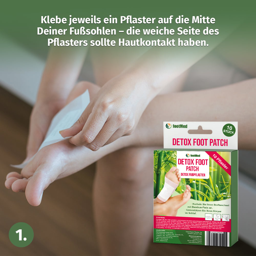 footMed - Detox Foot Patches (10 St.) - Verbessere dein körperliches und geistiges Wohlbefinden - baaboo -