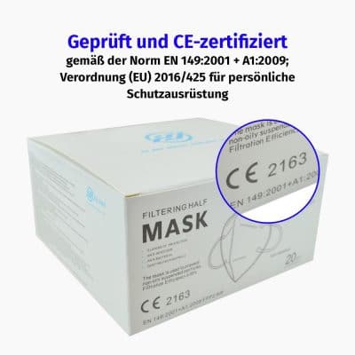 FFP-2 Masken - CE-zertifiziert gemäß der Norm EN 149:2001 + A1:2009