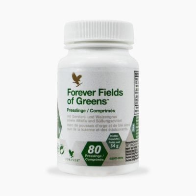 FOREVER Fields of Greens (80 Presslinge) | Mischung aus grünem Gerstengras, Weizengras & Alfalfa - Geeignet für Sportler, Veg - Glutenfrei & Vegetarier & Best-Ager