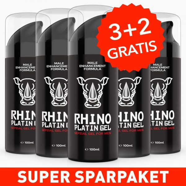 Rhino Platin Gel - 3+2 GRATIS - Mit L-Arginin, Tribulus Terrestris Extrakt und Rizinus Öl