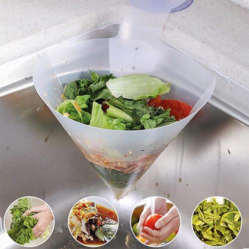 SmartSieb – Mülleimer in der Spüle beim Bearbeiten von Gemüse/Obst