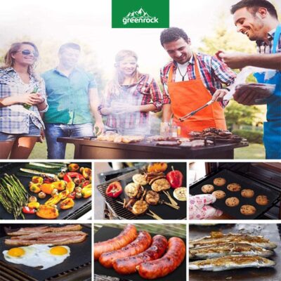 greenrock | BBQ Grillmatte [3er Set] Ideal für Gemüse, Speck, Fisch, Garnelen, Schaschlik, Steak, Pizza