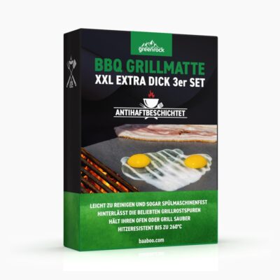 greenrock BBQ Grillmatte [3er Set] 50x40cm | Extra stark und antihaftbeschichtet | Grillmatten für Gasgrill und Holzkohlegrill | Backunterlage / Backmatte