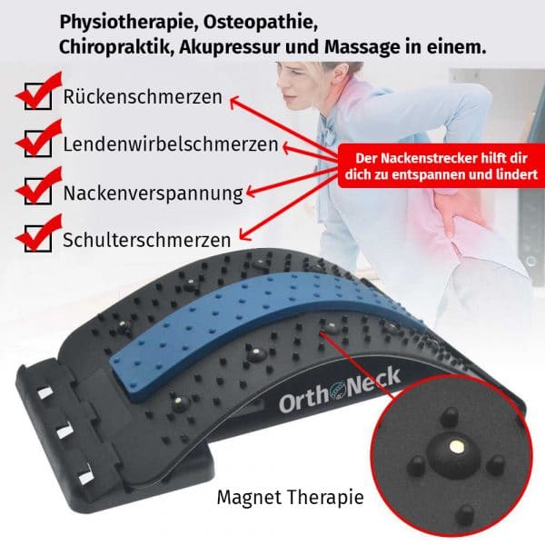 OrthoNeck Nackenstrecker Physiotherapie, Osteopathie, Chiropraktik, Akkupresser und Massage