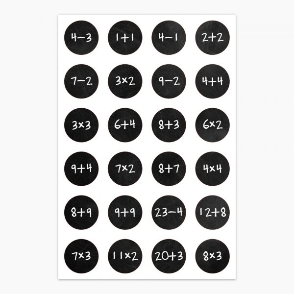 Adventskalender zum Befüllen - Stickerbogen im Mathematik Design