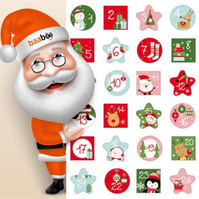 Adventskalender zum Befüllen | Für individuelle Weihnachtskalender - 24 Papiertüten & Sticker in 4 unterschiedlichen Designs - Nur solange der Vorrat reicht